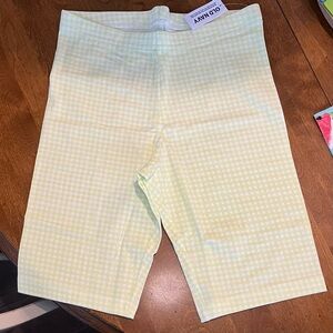 Girls Old Navy Lime Green Checkered Bottoms Biker Shorts XXL Size 18 New W/ Tags